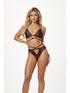2 PC HALTER BRA AND CRISS CROSS PANTY SET 11521P BLACK O/S